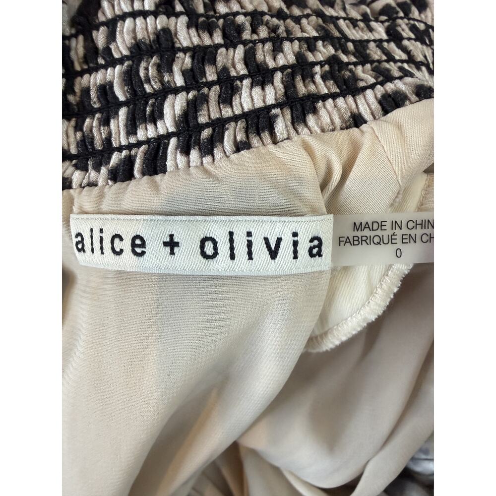 Alice + Olivia Leopard Mock Neck Puff Sleeve Mini Dress Size 0 Cupro Viscose - Picture 4 of 6
